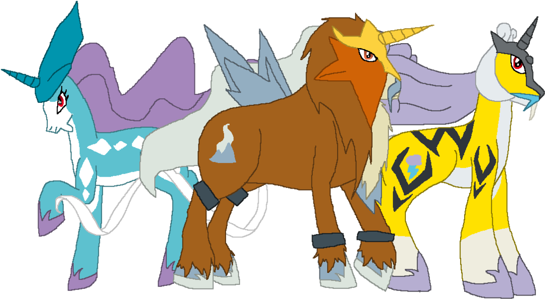 Pony Raikou - Entei Raikou Suicune Pre (1174x681), Png Download