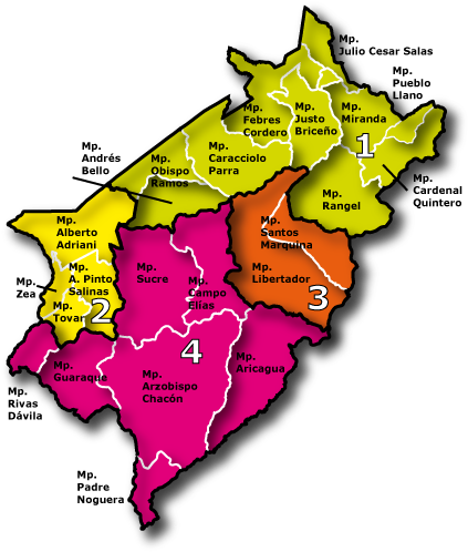 Mapa Del Estado Merida (429x506), Png Download