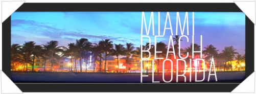 #558 - Stretched Canvas Print: Miami Beach Sunset Ocean Drive, (500x500), Png Download