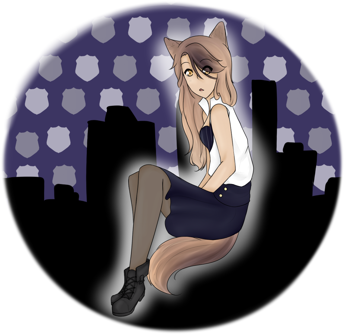 Police Girl Minato - Sitting (1251x1428), Png Download