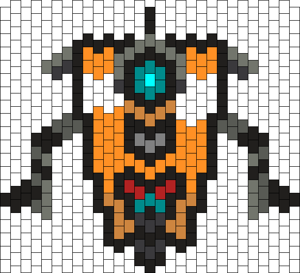 Borderlands Claptrap The Fragtrap Robot Bead Pattern - Perler Bead Robot Pattern (610x555), Png Download