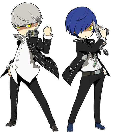Shadow Souji, Minato, Femc, And Ren - Persona Q2 P3 Protagonist (498x522), Png Download
