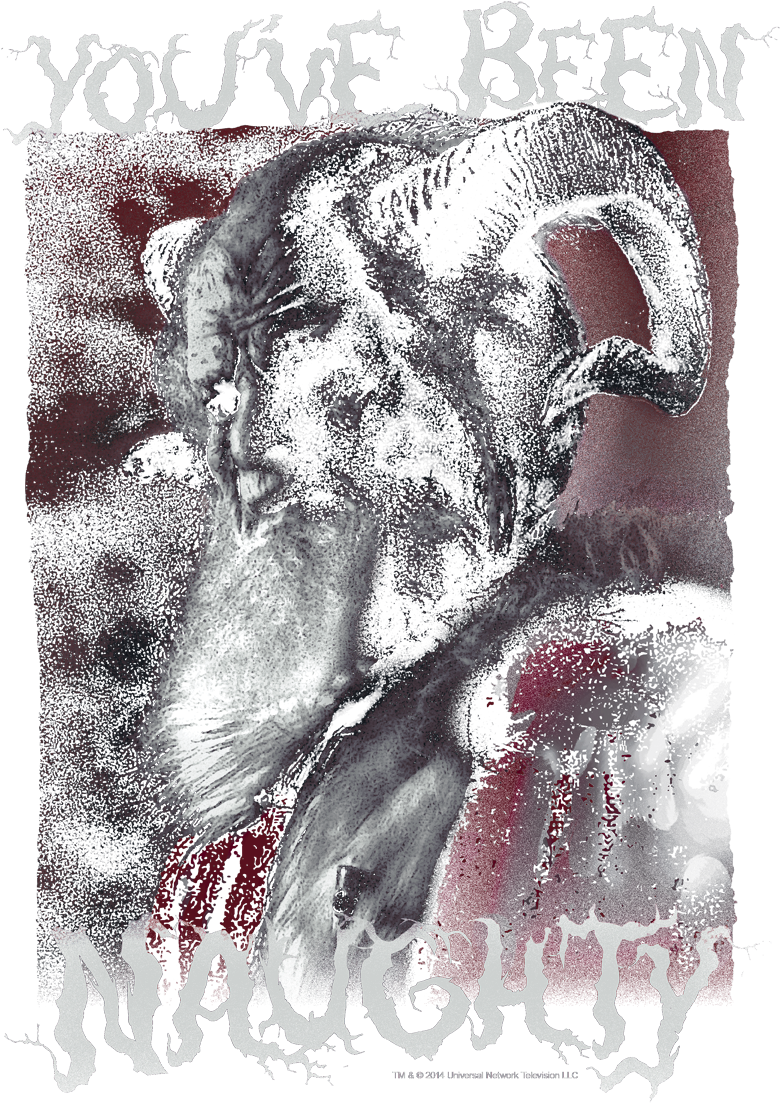 Grimm Merry Krampus Men's Ringer T-shirt - Sketch (809x1224), Png Download