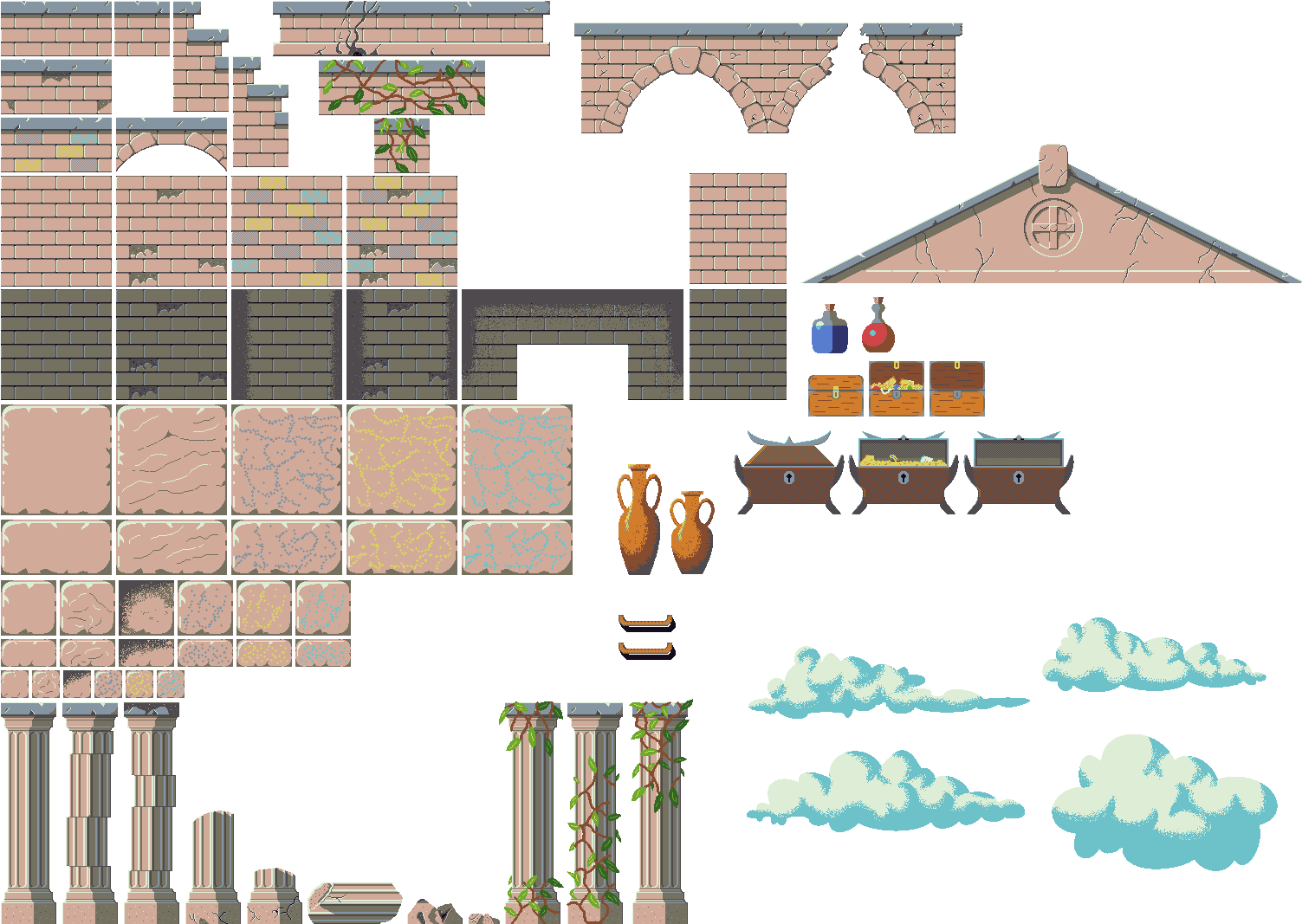 New Ruin Tiles - Pixel Ruin (1562x1114), Png Download