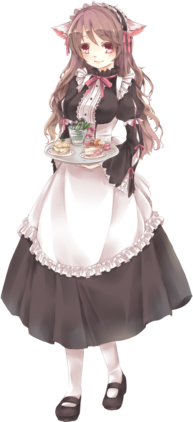 Maid Girl - Victorian Anime Girl With Maid (699x1493), Png Download