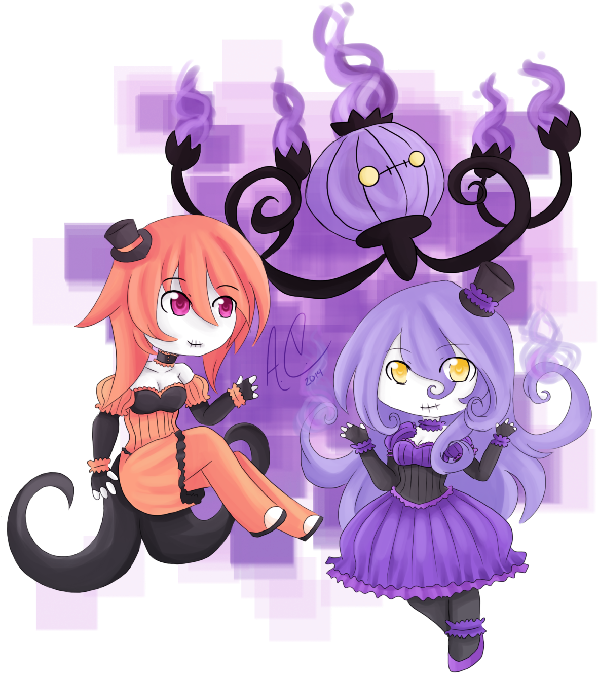 My Two Chandelure Gijinkas - Cartoon (1280x1411), Png Download
