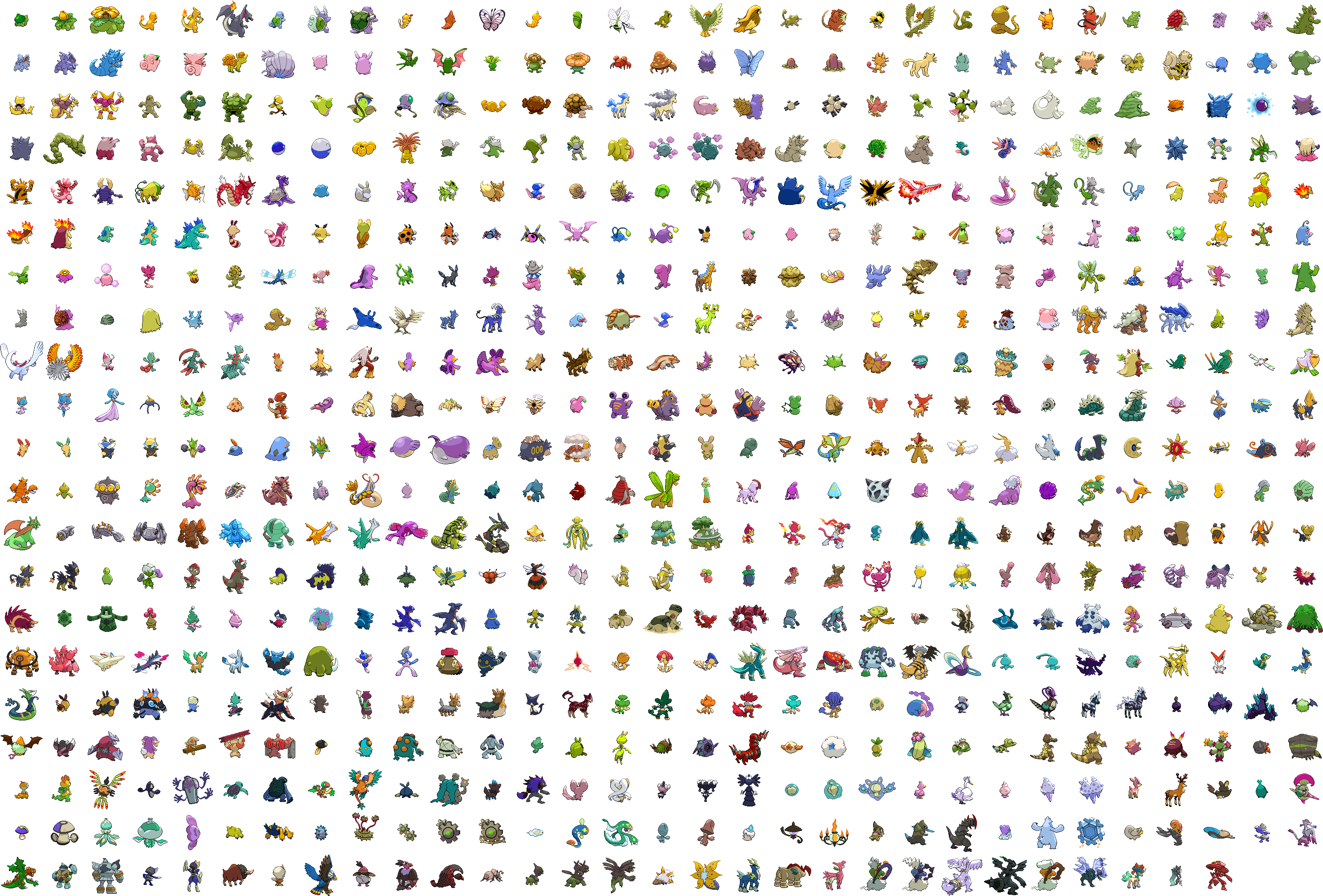 Bw Montage Back 21 Oct 2010 - All Pokemon Sprites 802 (2976x2016), Png Download