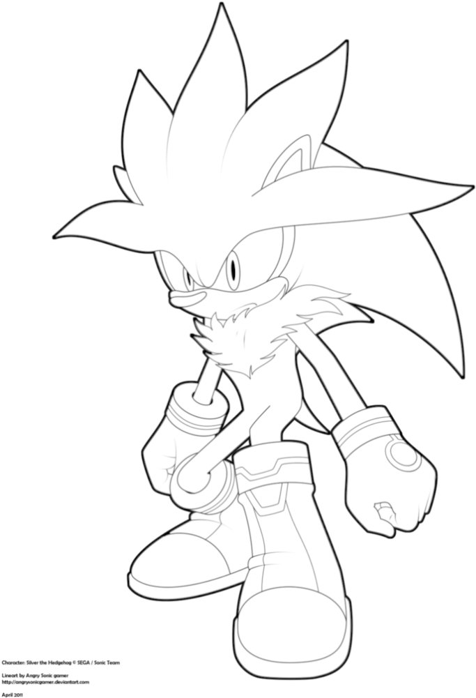 44 Super Sonic Coloring Pages To Endearing Enchanting - Silver The Hedgehog Drawing (770x1027), Png Download