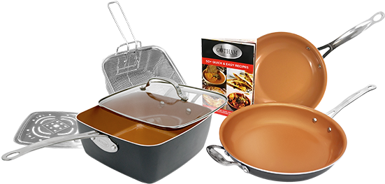 From The Manufacturer - Gotham Steel 1371 Tastic Bundle 7 Piece Cookware Set (569x300), Png Download