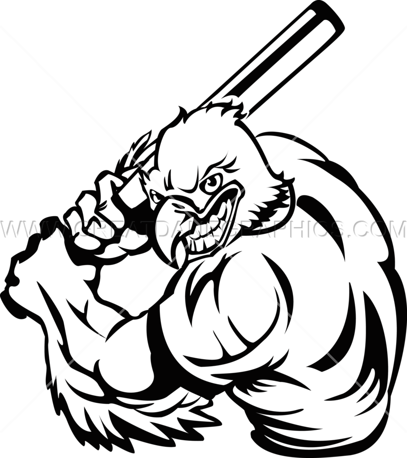 Jpg Black And White Claws Drawing Easy - Eagle Playing Baseball (825x928), Png Download