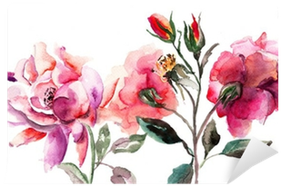 Beautiful Roses Flowers, Watercolor Painting Wall Mural - Watercolor Roses Oversized Gallery Wrapped Canvas (canvas (400x400), Png Download