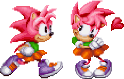 Higher Resolution Sprite Artwork Of Classic Amy Rose, - Sonic Cd Amy Sprites (500x300), Png Download