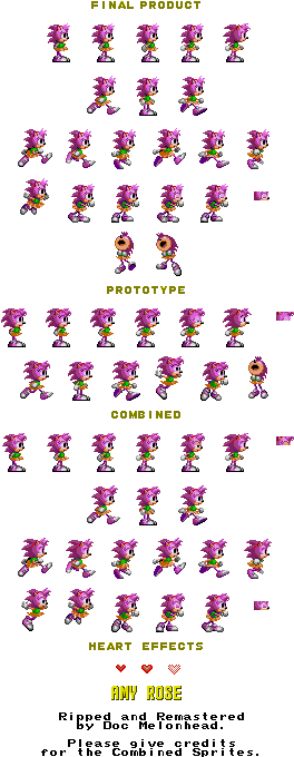 Amy Rose - Amy Rose Sprites Sonic Cd (288x696), Png Download