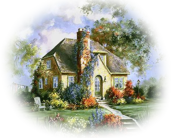 Cottage Drawing Rural Scenery - Png Tavasz (568x457), Png Download