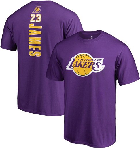Los Angeles Lakers Lebron James Backer Name & Number - Lebron Lakers T Shirt (500x667), Png Download