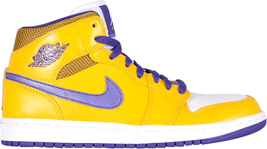 Air Jordan 1 Mid 'lakers' - Air Jordan (850x475), Png Download