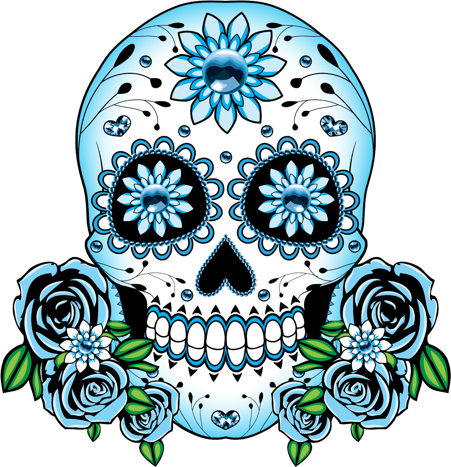 Le Kon Celebrates Día De Muertos - Blue Sugar Skull (1600x1600), Png Download