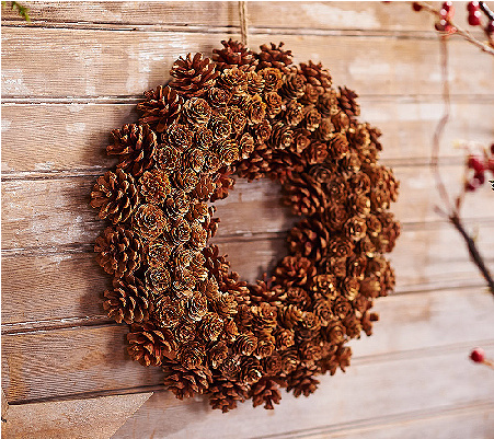 Ed On Air 14" Rustic Mixed Pinecone Wreath By Ellen (800x505), Png Download