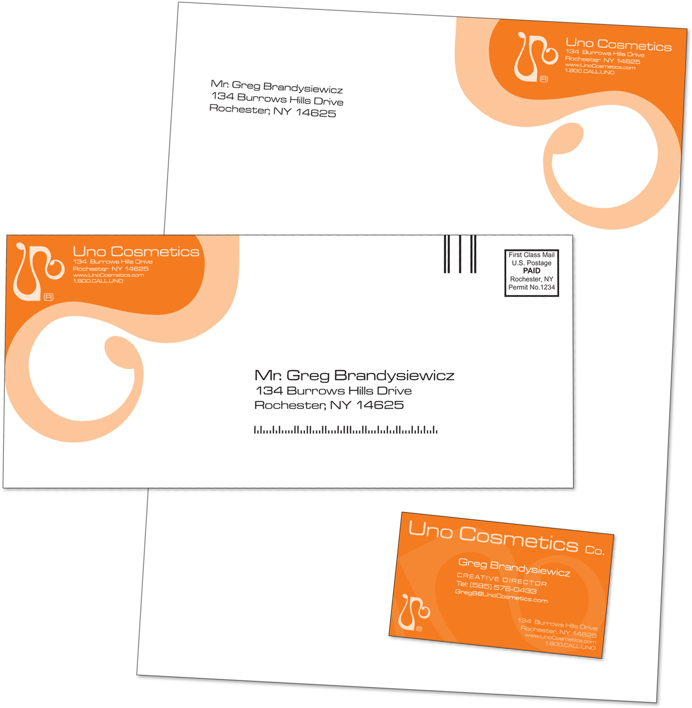 Uno Cosmetics Stationary Design - Business Class Letterhead Envelope (2048x1537), Png Download