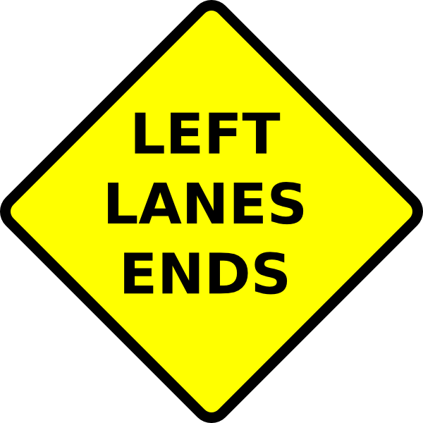 Free Vector Caution Left Lane Ends Clip Art - Traffic Signs Dead End (600x600), Png Download