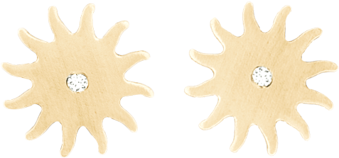 Sun Stud Earrings With Diamond - Sunflower (496x524), Png Download