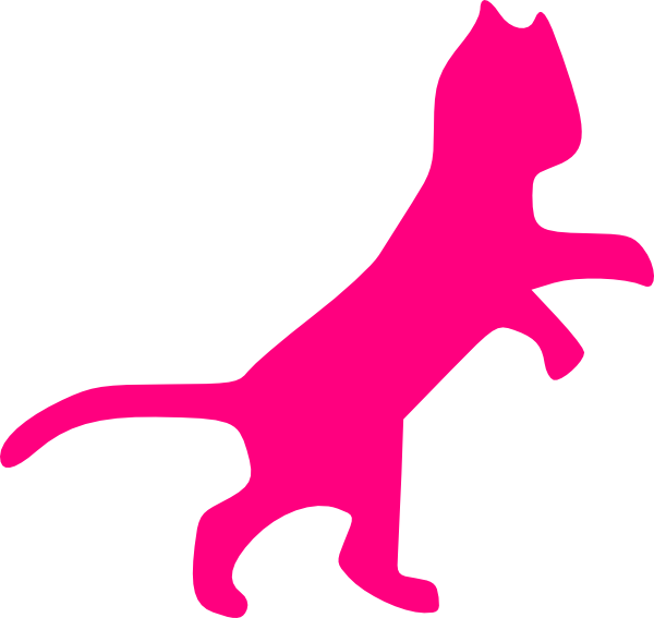 Pink Cat Sillohette Clip Art At Clker - Pink Cat Clipart (600x567), Png Download