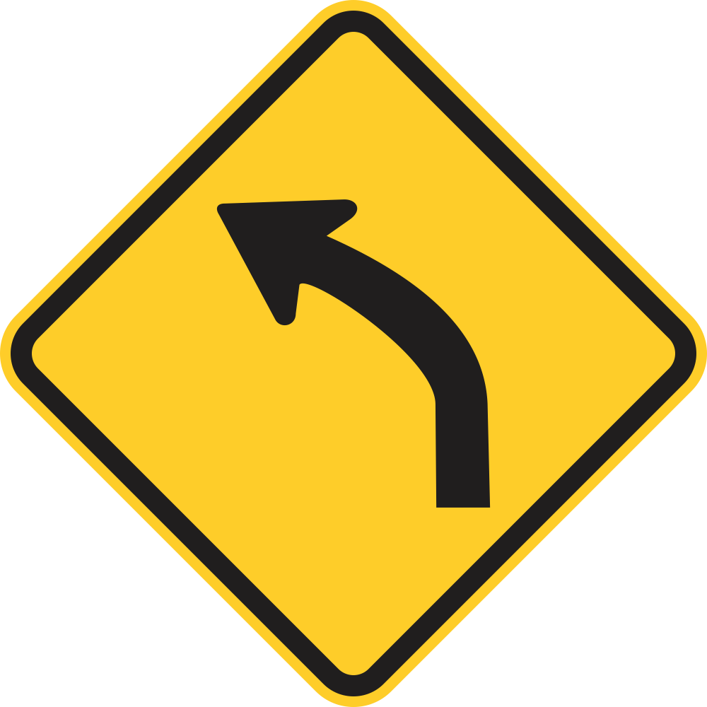 Curva À Esquerda - Traffic Sign (1000x1000), Png Download