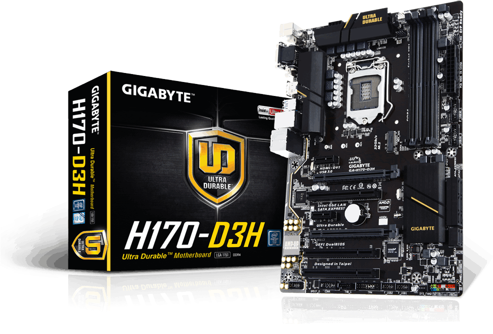 Ga H170 D3h - Gigabyte H170 D3h Lga1151 (1000x697), Png Download