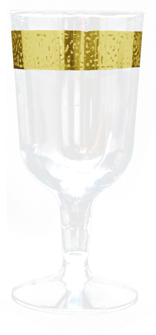 Wholesale Elegant Plastic Gold Lace Trim 6 Oz Wine - Buynsave Clear With Gold Heavyweight Plastic Elegant (307x659), Png Download