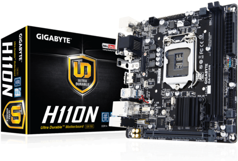 Ga-h110n - Gigabyte Ga-h110n Mini Itx Motherboard - Lga1151 Socket (500x335), Png Download