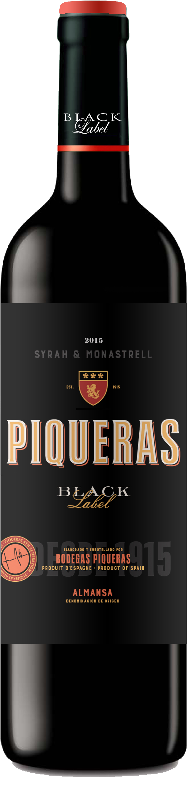 Piqueras Black Label - Vino Piqueras Png (856x2728), Png Download