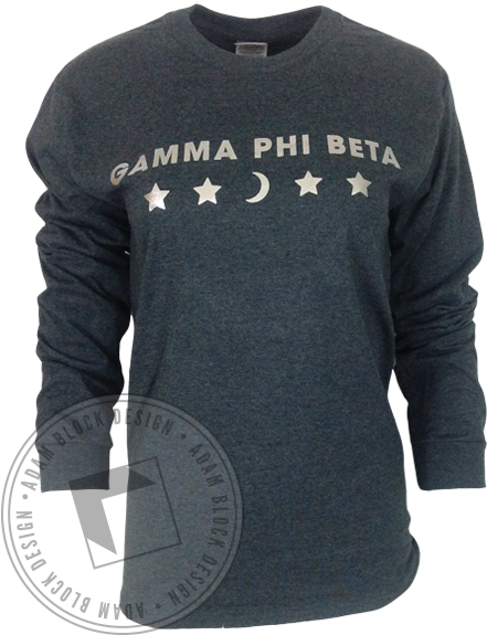 Gamma Phi Beta Galaxy Moon Man Long Sleeve - Long-sleeved T-shirt (464x585), Png Download