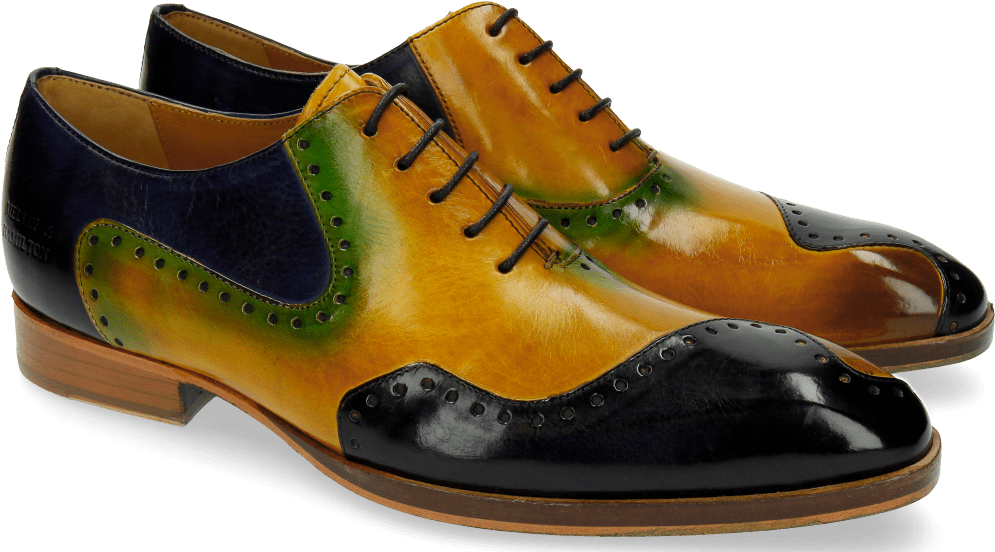 Oxford Shoes Ricky 13 Navy Yellow Shade Turquoise - Leather (1024x1024), Png Download
