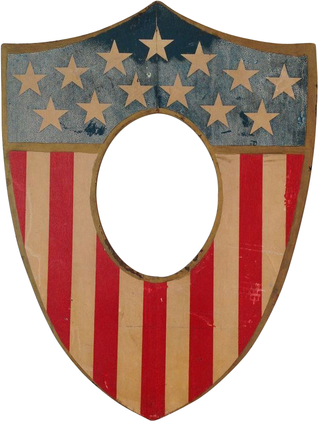 Patriotic Folk Art Shield, Circa 1900 Usa Flag Patriotic - Art (939x939), Png Download