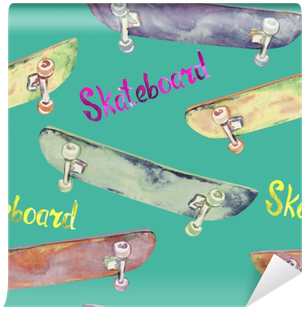 Colorful Skateboards And Inscription, Seamless Pattern - Illustration (400x400), Png Download