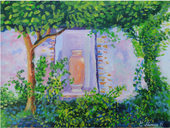 The Niche Of The Castle Sketch In Acrylic On Paper - Painting (557x557), Png Download