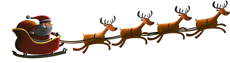 Santa Sleigh Reindeer Png - Santa And Reindeer Png (832x227), Png Download
