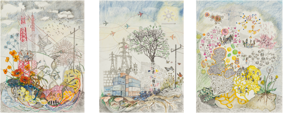 Intertwined, Graphite, Ink, Charcoal, Watercolor On - Motif (960x385), Png Download