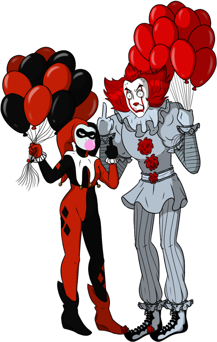 Commission For Jester Queen Of Crime By Bakhtak - Pennywise X Harley Quinn (709x1126), Png Download