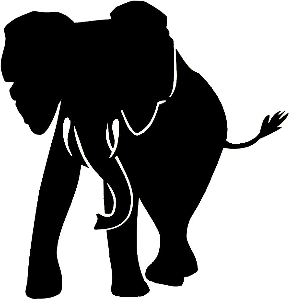 Black Elephant Silhouette - Elephant Black And White Silhouette (1046x1004), Png Download