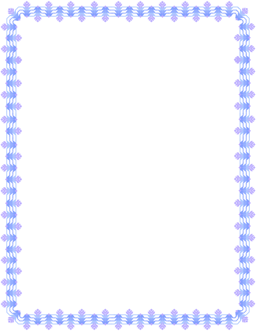 Purple Floral Page Frame - Transparent Blue Line Border (850x1100), Png Download
