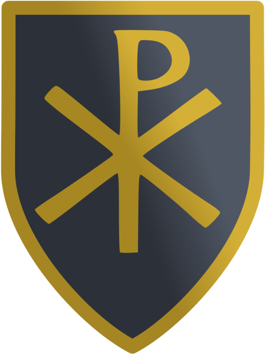 Free Vector Christian Shield Clip Art - Chi Rho On Shield (444x595), Png Download