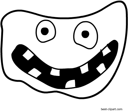 Black And White Monster Face Clipart - Black (450x450), Png Download