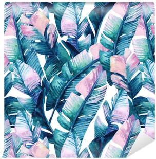 Watercolor Banana Leaf Seamless Pattern - Watercolor Painting (400x400), Png Download