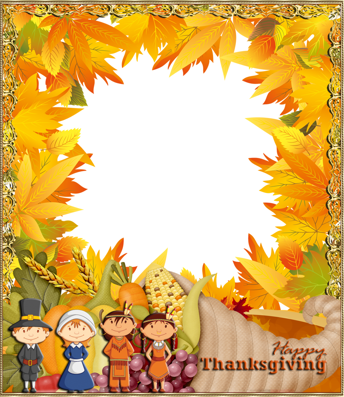 Happy Thanksgiving Png Photo Frame - Happy Thanksgiving Frame Clipart (1200x1384), Png Download