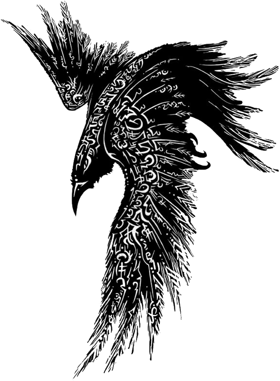 Image Black And White Library Fire Thief - Odin Raven Tattoo (600x806), Png Download