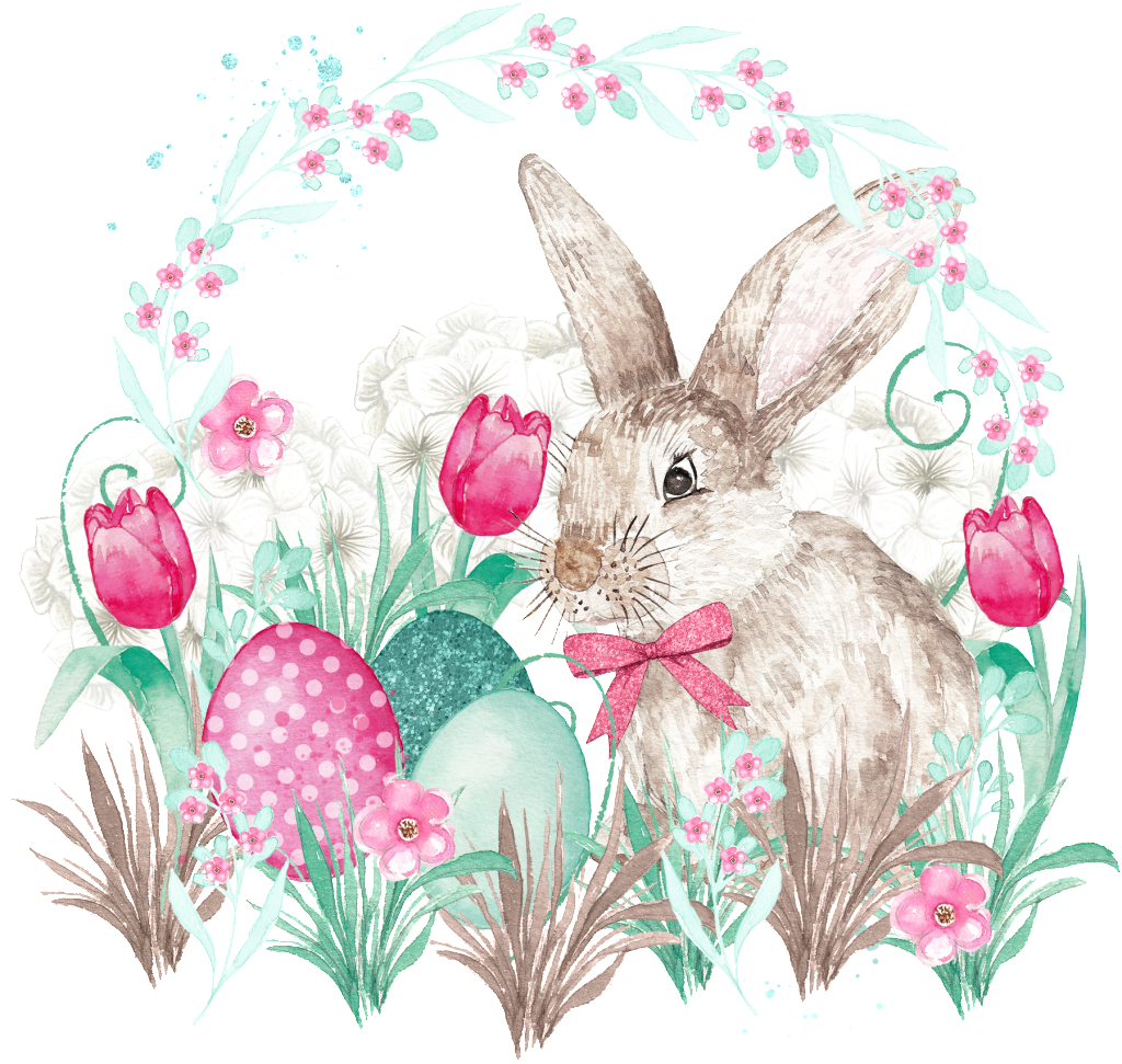 Rabbit Cute Transparent - Watercolor Easter Brunch Fill In Style Invitations, (1024x1024), Png Download