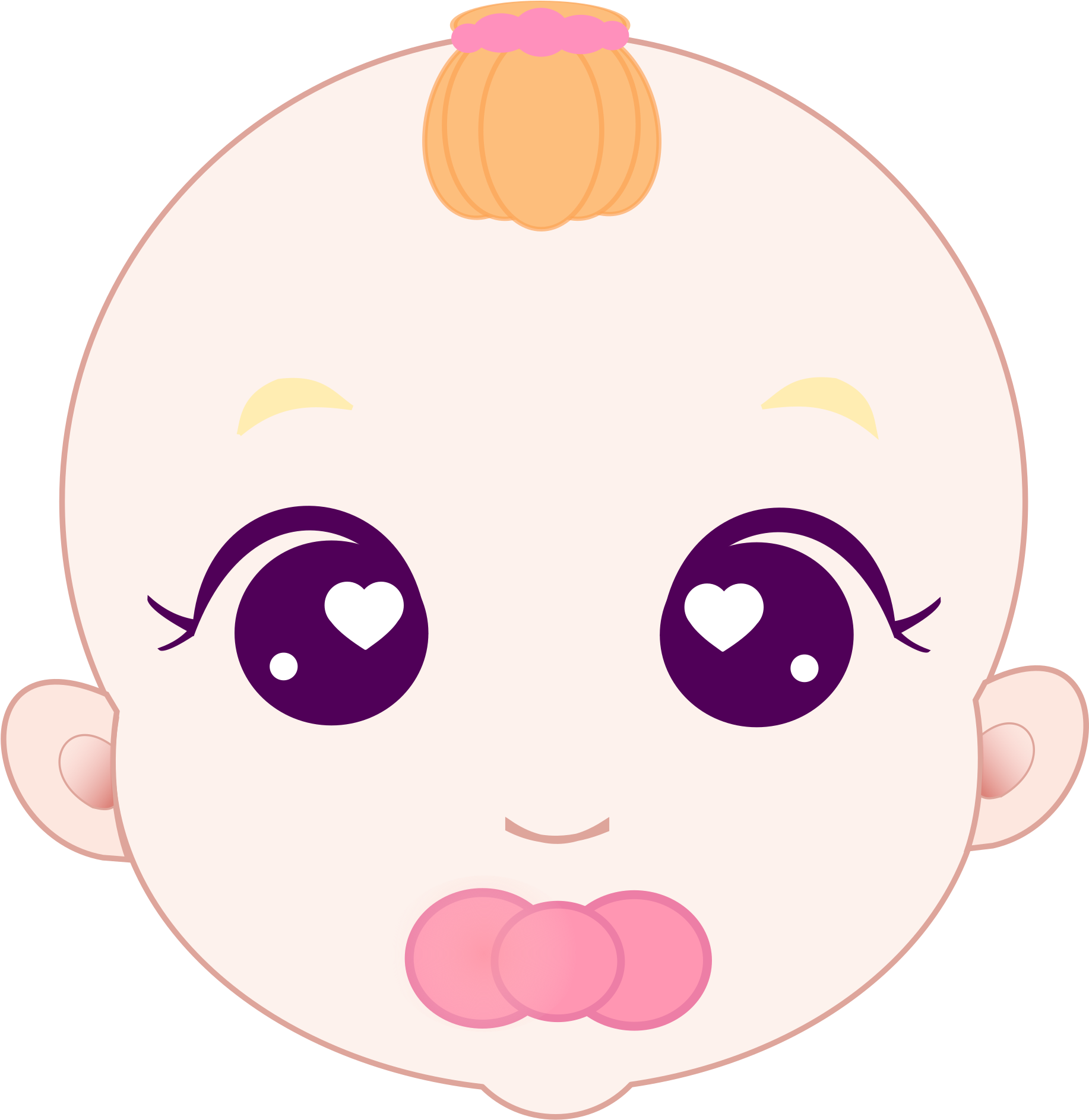 Jpg Freeuse Library Girl Big Image Png - Baby Face Cartoon Png (2333x2400), Png Download