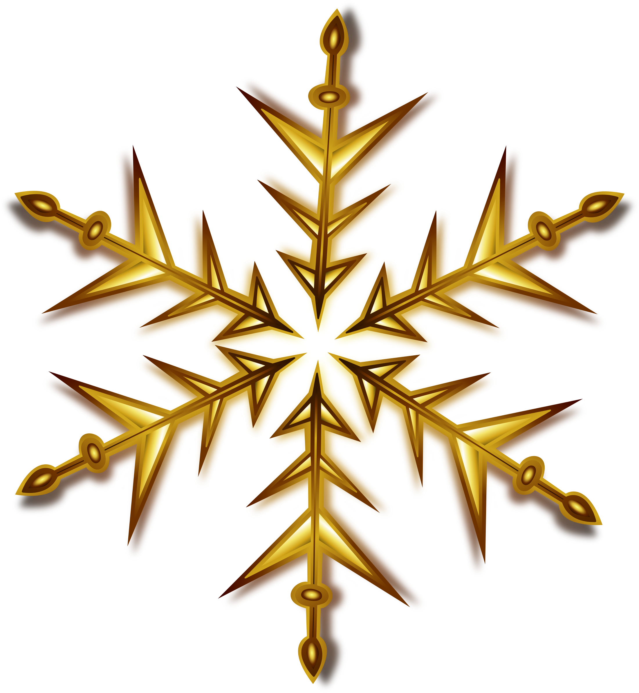Christmas Gold Star Png Pic - Gold Snowflake Clipart (590x640), Png Download