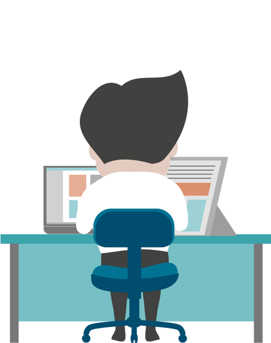 Man At Desk Png Transparent Man At Desk - Office Png Cartoon (550x720), Png Download